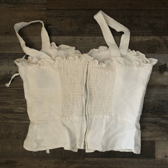 White Lace-Up Tank Top - Picture 3 of 11